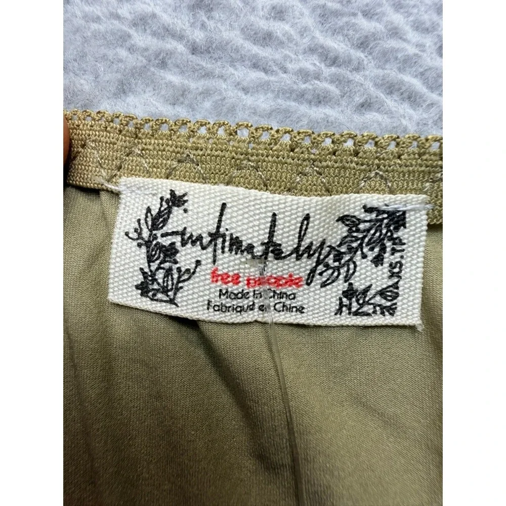 Free People Olive Green Half Slip White Floral Lace Trim Waist Mini Skirt XS